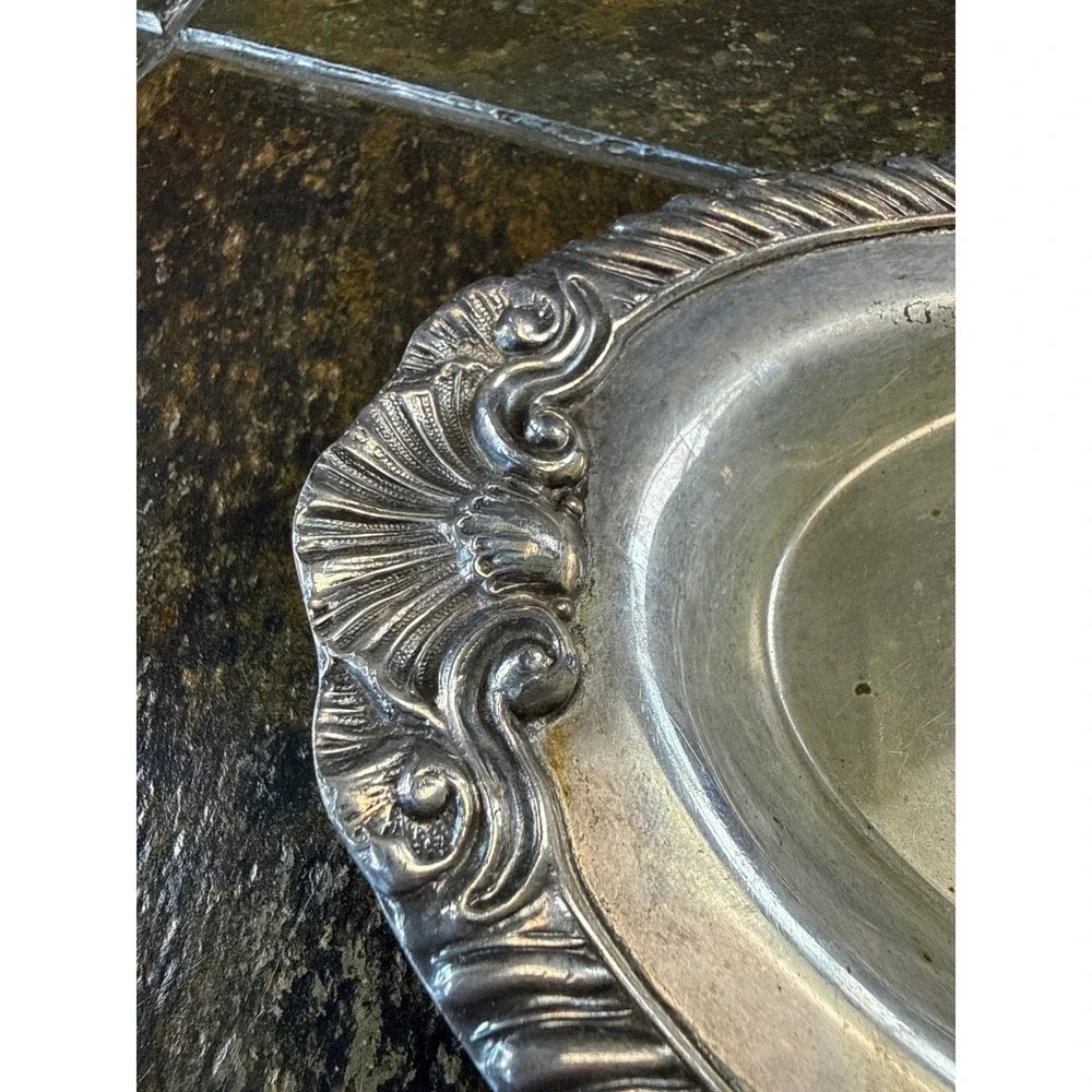 Vintage Silver Plated on Copper Serving Tray OS Tarnished Oval Shell‎ Tableware